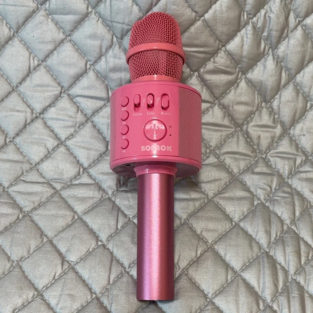 BONAOK Pink Bluetooth Karaoke Microphone